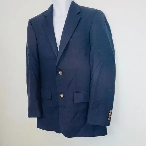 Versini Mens 38L Blazer Black Sports Coat Pockets Wool - Picture 5 of 12